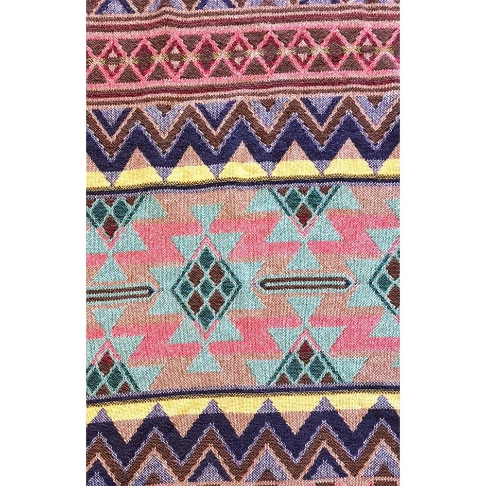Vintage Goodwin Weavers Aztec Southwest Throw Blanket Fringe 60